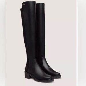 Stuart Weitzman Boots Over the Knee Alina City Leather Black Size EU 36 US 5.5
